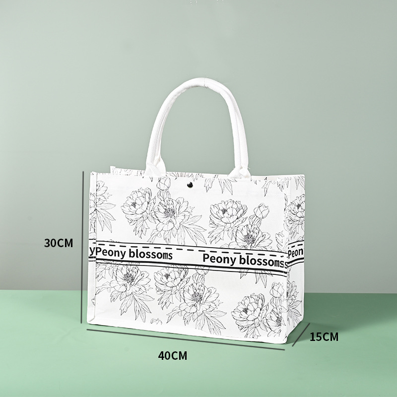 Custom Laminated Canvas Tote Bag, Premium 3D Chinese Style / Guochao Commute Handbag, Cross-border Supply