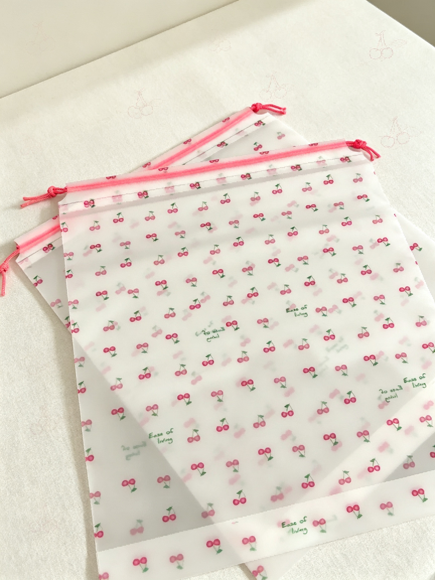 🍒樱桃磨砂束口袋Custom Cherry Printed Drawstring Pouch, Matte Storage Bag for Jewelry & Gifts