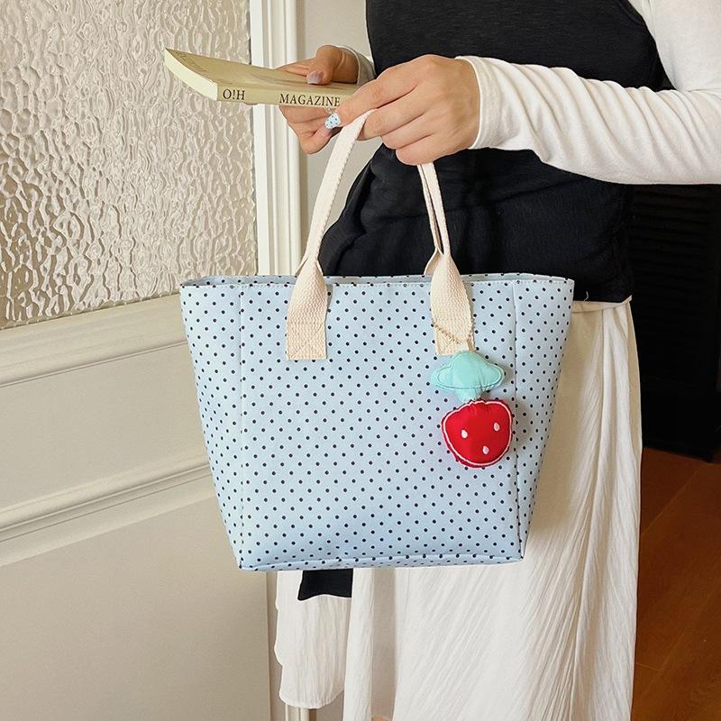 定制圆点帆布手提袋 大容量可重复使用购物手提包，支持 logo 徽标定制Custom Polka Dot Canvas Tote Bag, Large Capacity Reusable Shopping Handbag with Logo Customization