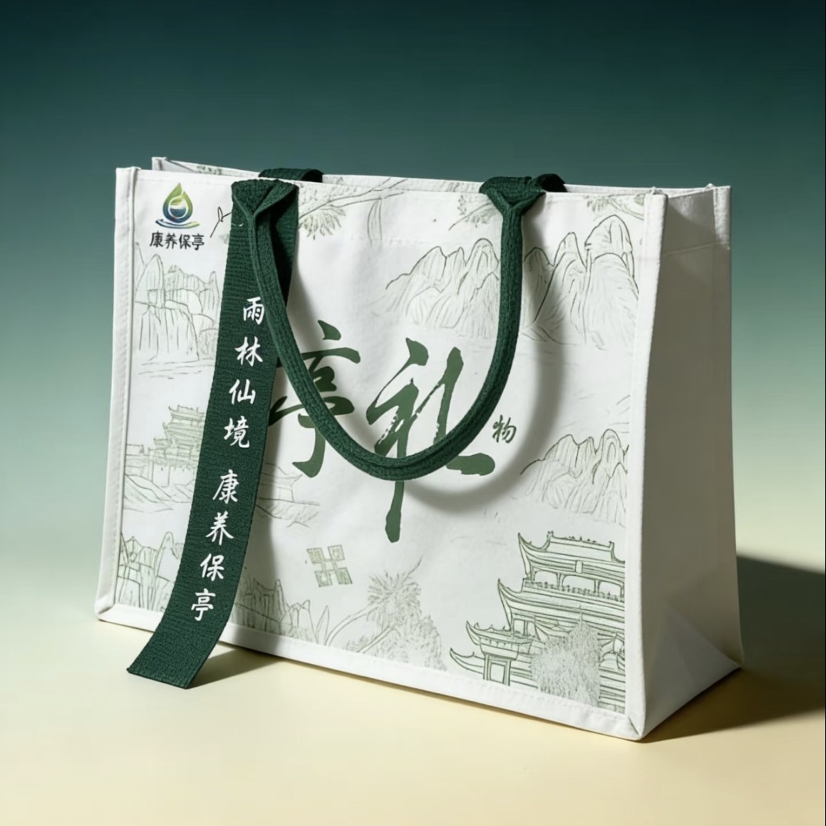 Custom Printed High-End Ribbon Canvas Tote Bags, Laminated Advertising Gift Bags for University Campaign