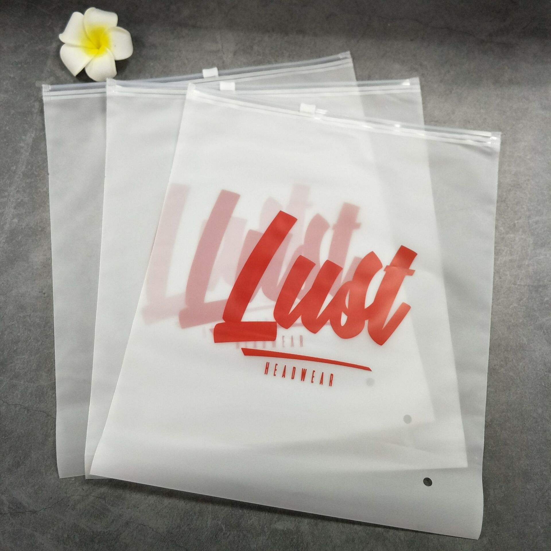个性化磨砂拉链服装包装袋Custom Matte Zipper Plastic Clothing Packaging Bags