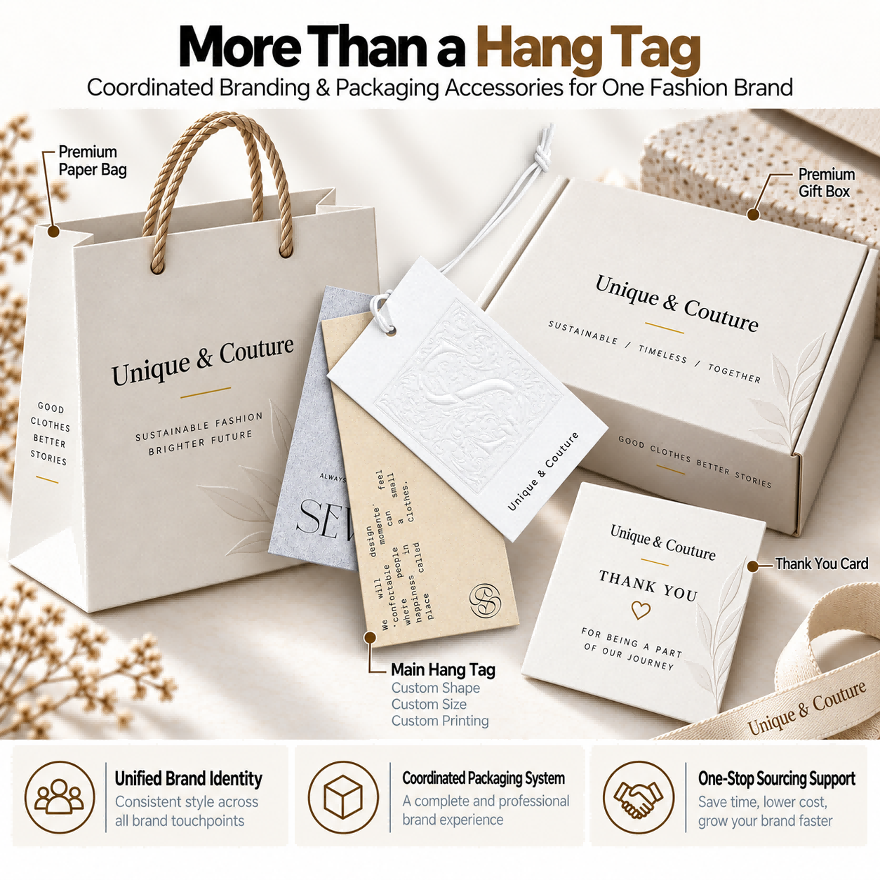 带棉绳压纹纹理纸吊牌（环保 UV 印刷吊牌）Embossed Textured Paper Hang Tag with Cotton String, Eco-friendly UV Printing Hang Tag