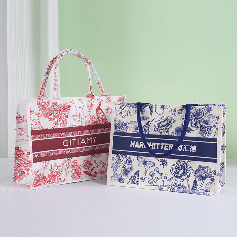 Custom Laminated Canvas Tote Bag, Premium 3D Chinese Style / Guochao Commute Handbag, Cross-border Supply