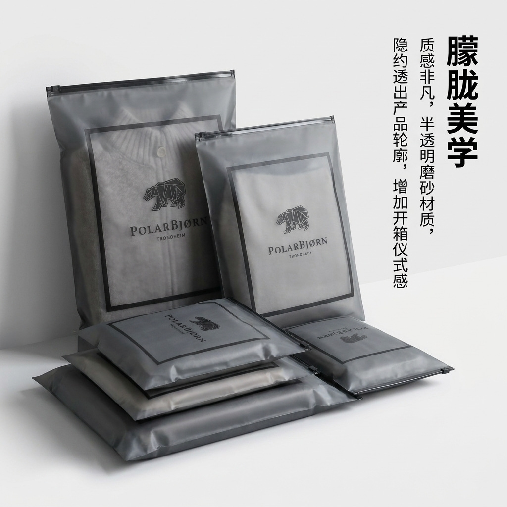 Matte Clothing Zipper Bag, PE Self-sealing Pouch, Custom Black Matte Plastic Packaging Bag for Underwear & Garments