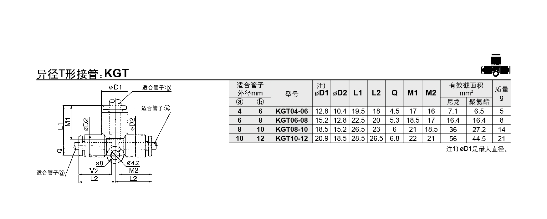 KGT异径T形接管参数