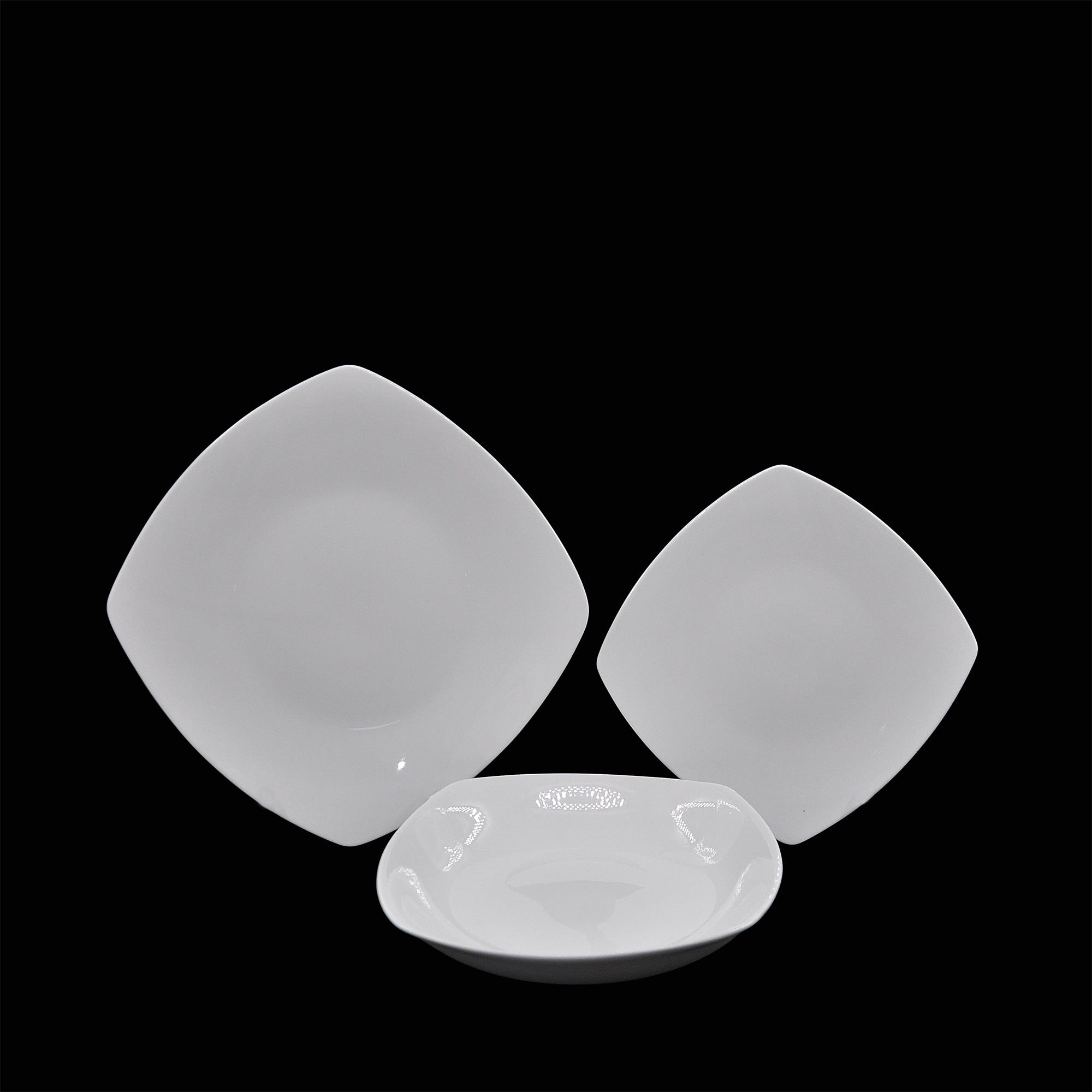 12pcs/16pcs18pcs 20pcs Ceramic Dinner Set White Square Shape Dinnerware Set for Gift
