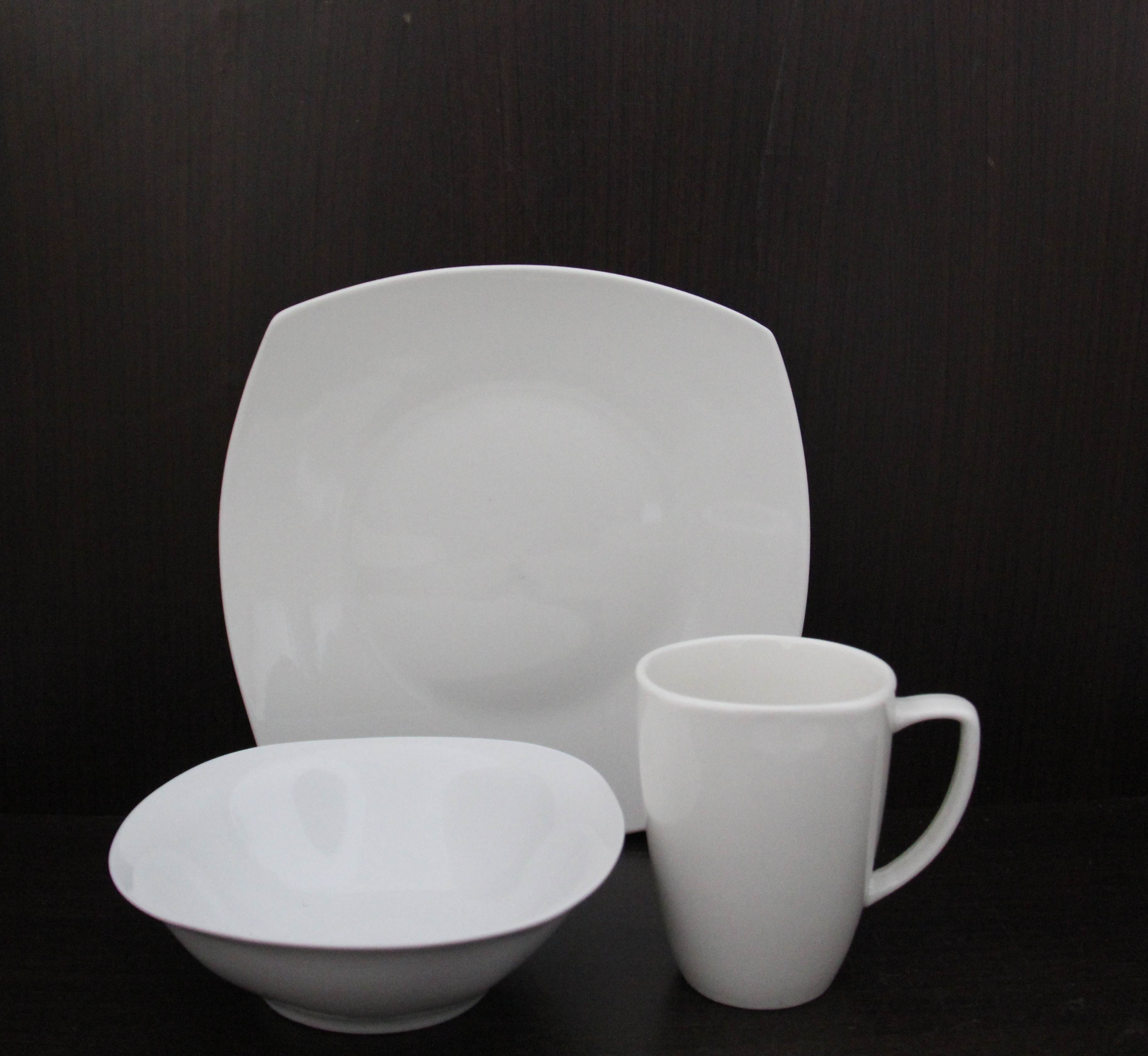 12pcs/16pcs18pcs 20pcs Ceramic Dinner Set White Square Shape Dinnerware Set for Gift