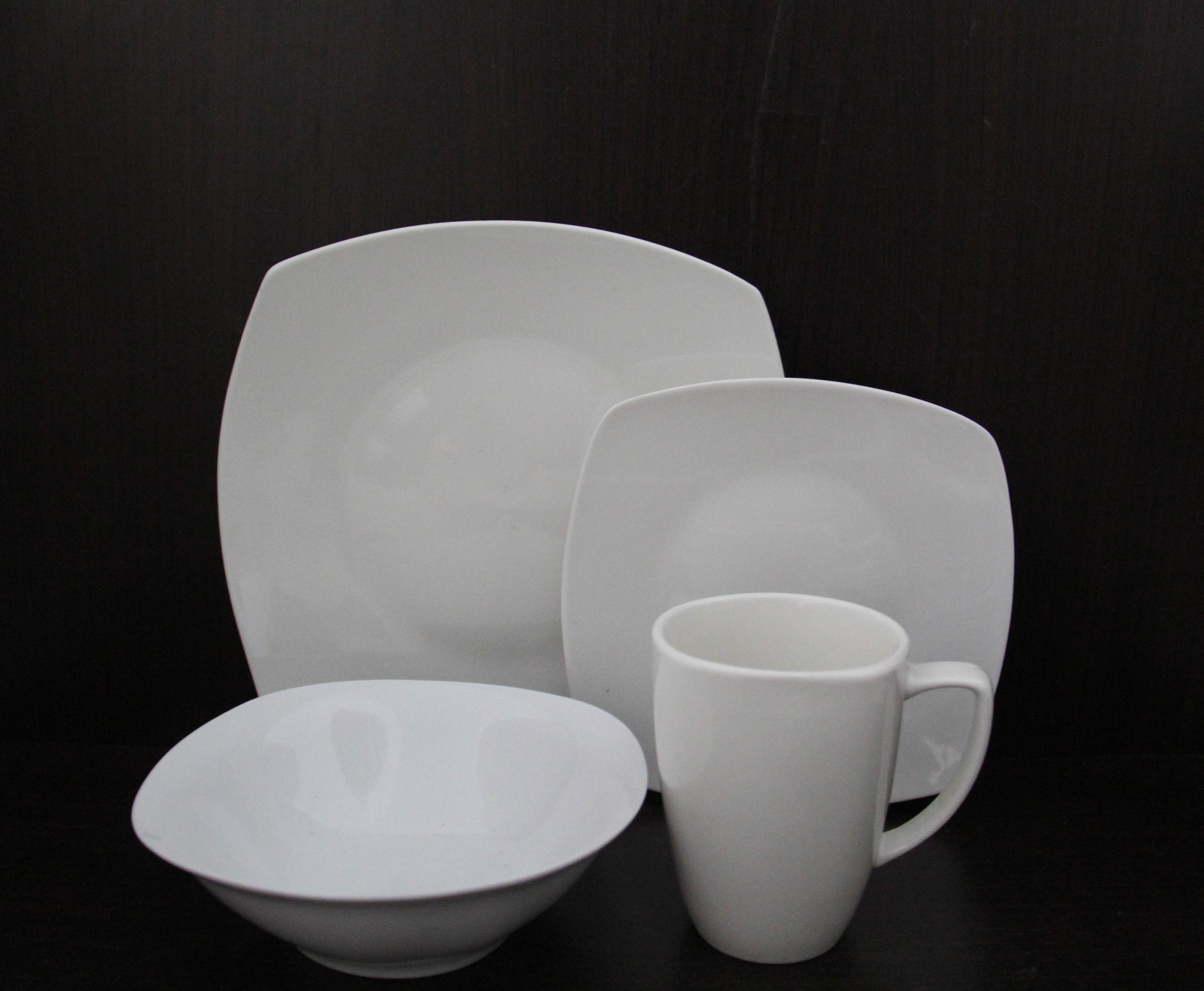12pcs/16pcs18pcs 20pcs Ceramic Dinner Set White Square Shape Dinnerware Set for Gift