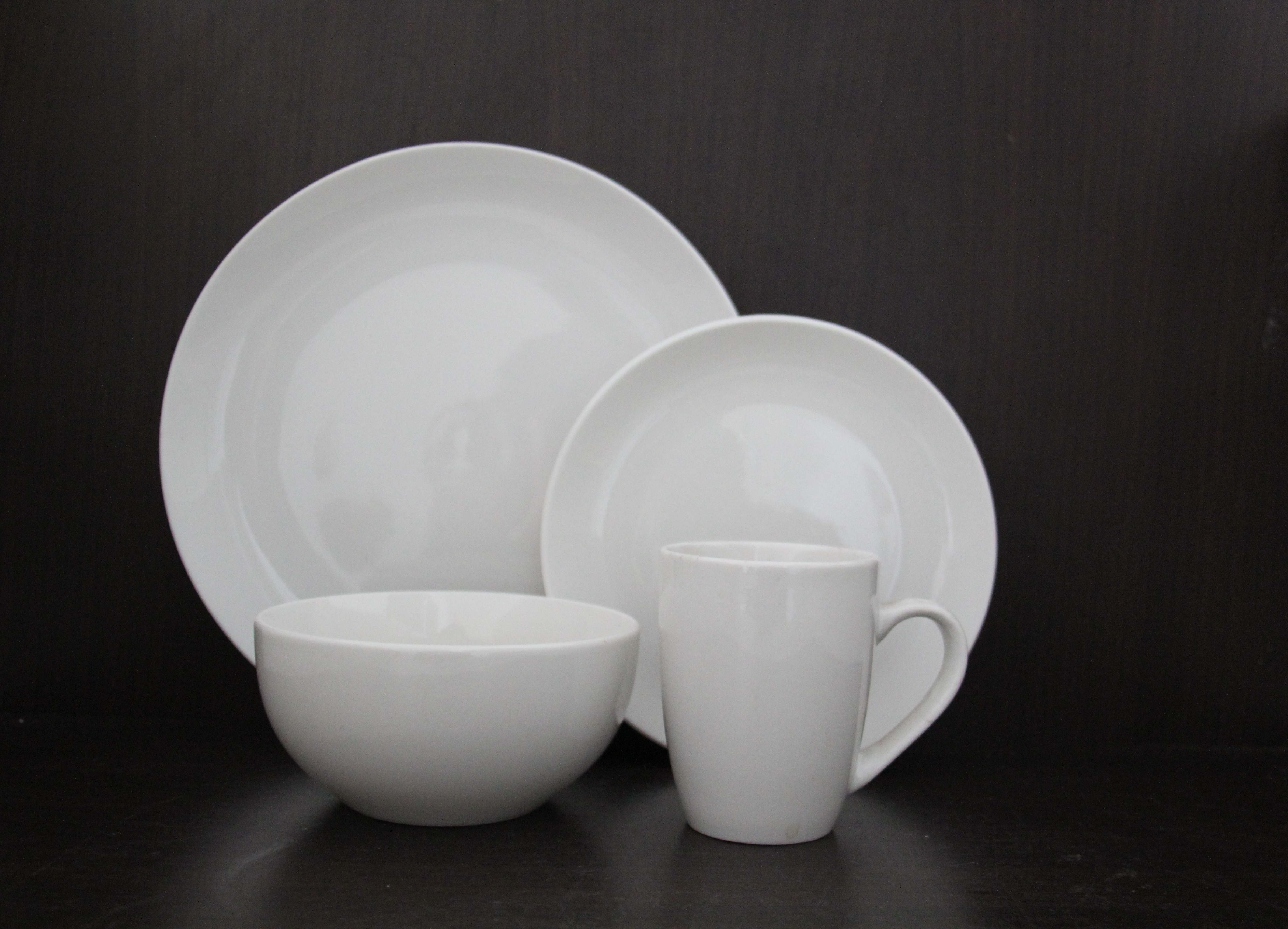16pcs Ceramic White Dinnerware Set,Wholesale Porcelain Tableware Plate Dish Bowl Mug,Ceramic dinnerw