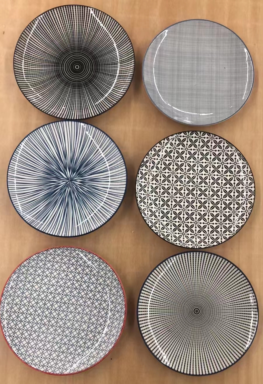 10.5/10/9/8/7.5/inch ceramic pad printing dinner plate