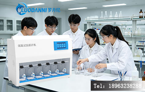 实验室中学生分组操作六联混凝搅拌器开展实验的实景图,还原真实教学场景