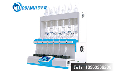 LD-6全自动智能一体化蒸馏仪实拍图，展示单孔单控面板操作界面