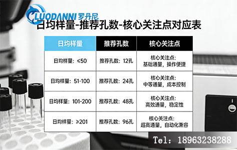 一张清晰的表格,列出“日均样量-推荐孔数-核心关注点”
