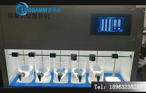 六联搅拌器的机械结构透视图或软件操作界面截图。重点标注&ldquo;微电脑控制器&rdquo;、&ldquo;高精度步进电机&rdquo;、&ldquo;自动加药泵&rdquo;、&ldquo;LED观测灯&rdquo;等核心部件。