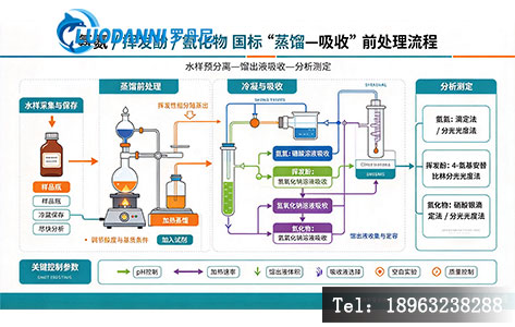 氨氮/挥发酚/氰化物国标"蒸馏—吸收"前处理流程示意图