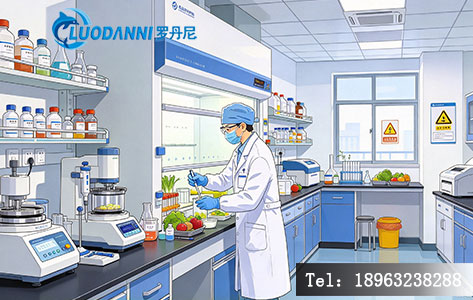 食品检测实验室样品前处理工作场景示意图