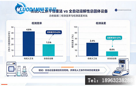两种方法检测效率与误差对比柱状图，直观呈现人工与全自动在时间、精度上的数据差异
