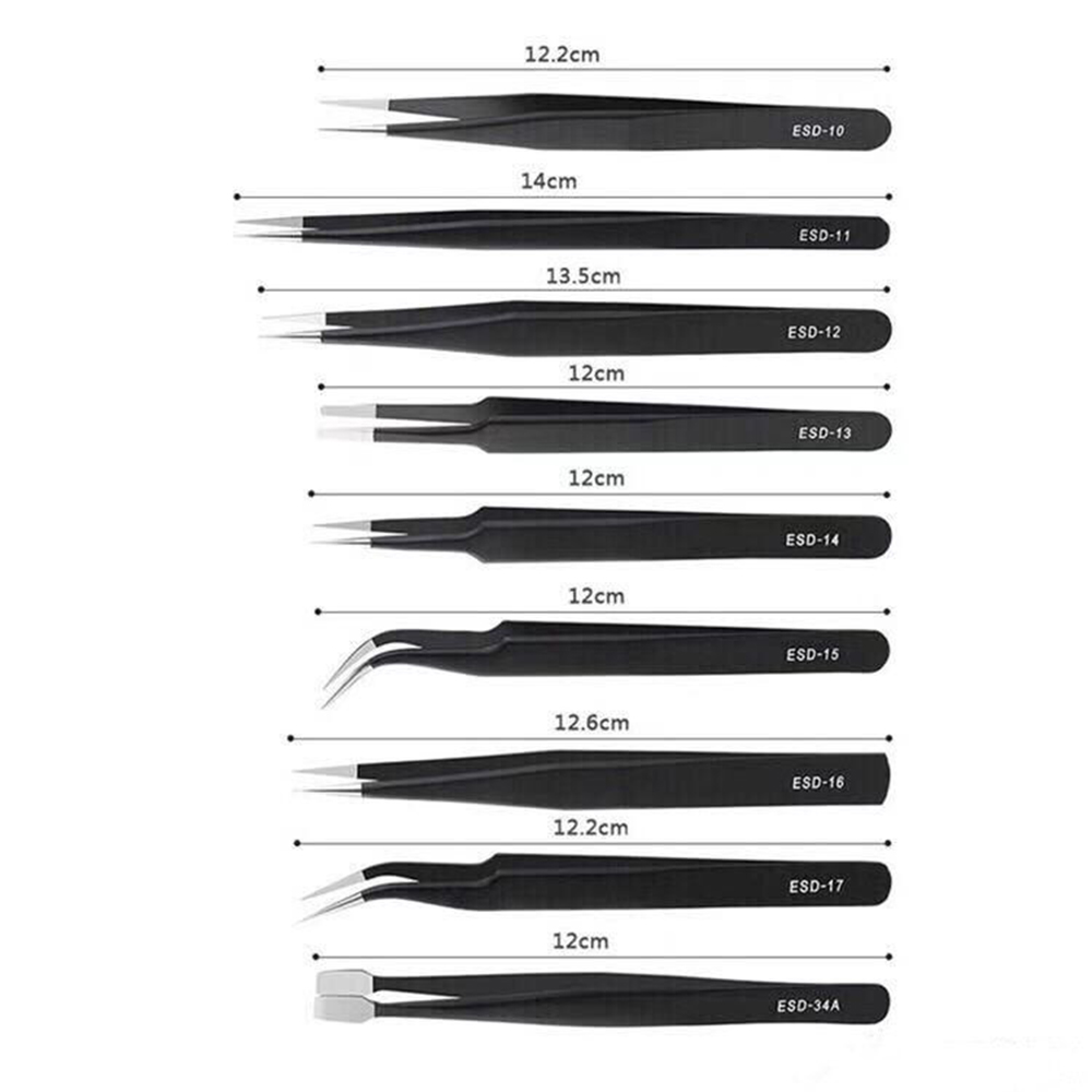 ESD tweezers -9-piece set with sail bag