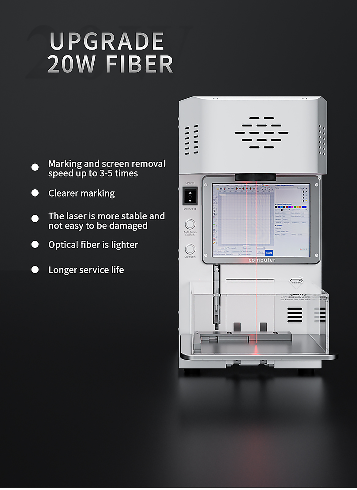 TBK-958F 20W Fiber Laser Glass Removal Machine5123