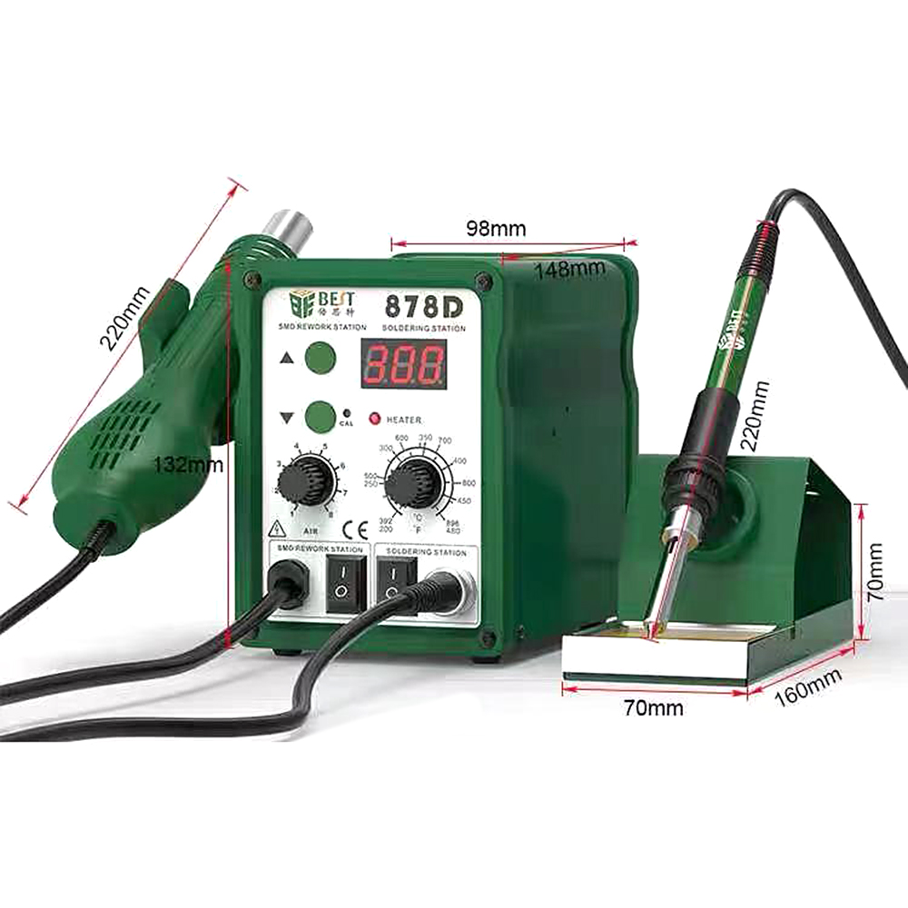 BEST BST-878D Wind gun electric soldering iron welding station -2 in 1