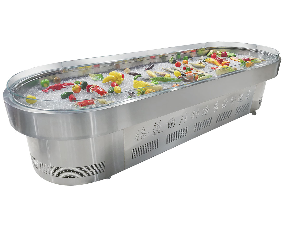 Stainless steel open circular ice freshness table and combination ice table series