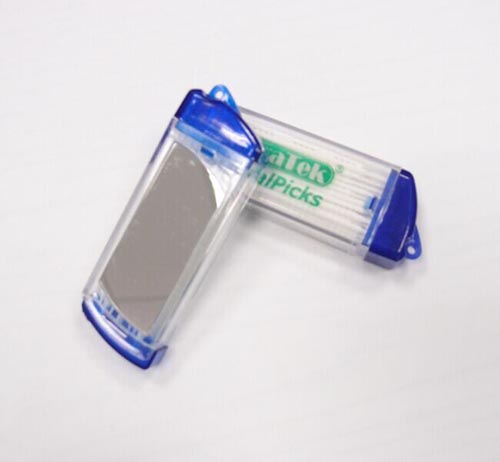Plastic Toothpick 50Pcs Handy Box With Mirror