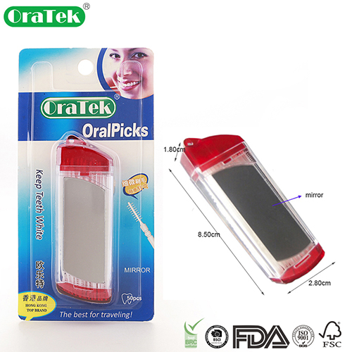 Plastic Toothpick 50Pcs Handy Box With Mirror