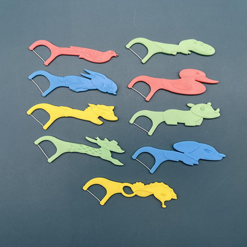 Palhetas de fio dental de plástico com design de forma animal para crianças