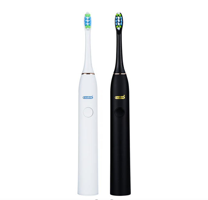 فرشاة أسنان كهربائية بتقنية الاهتزازات الصوتية مع رأسين فرشاة لتنظيف الفم قابلة لإعادة الشحن