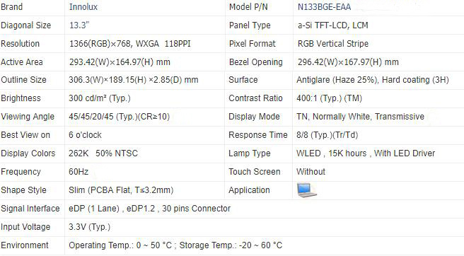 Innolux N133BGE-EAA