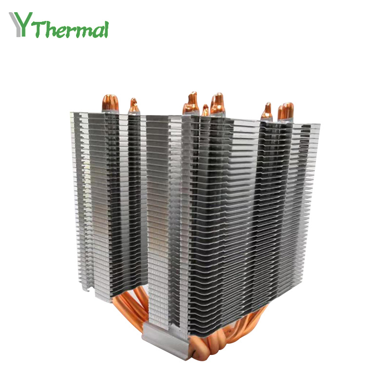 Aluminum Computer CPU Active Heatsink Zipper Fin Stacked Heat Sink With Heat Pipes