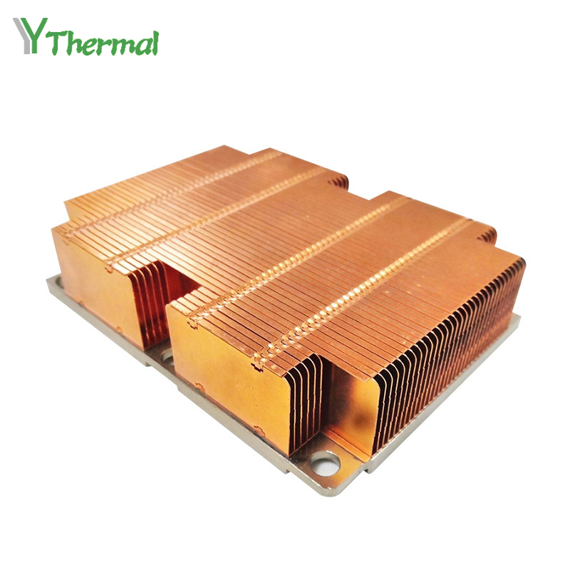 Copper Buckle Fin Heat Sink 2U Server Heat Sink With Aluminum Baseplate