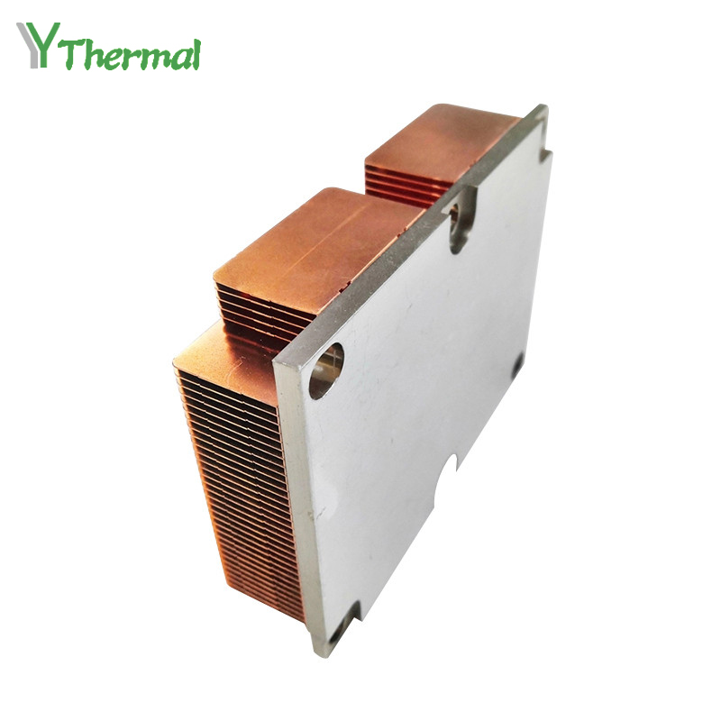 Copper Buckle Fin Heat Sink 2U Server Heat Sink With Aluminum Baseplate