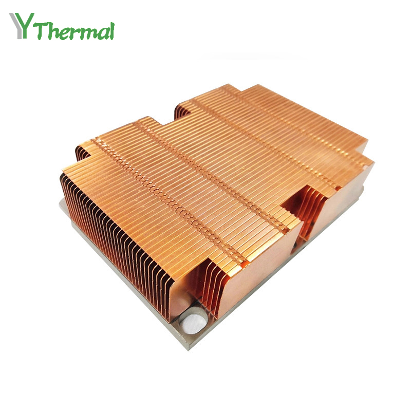 Copper Buckle Fin Heat Sink 2U Server Heat Sink With Aluminum Baseplate