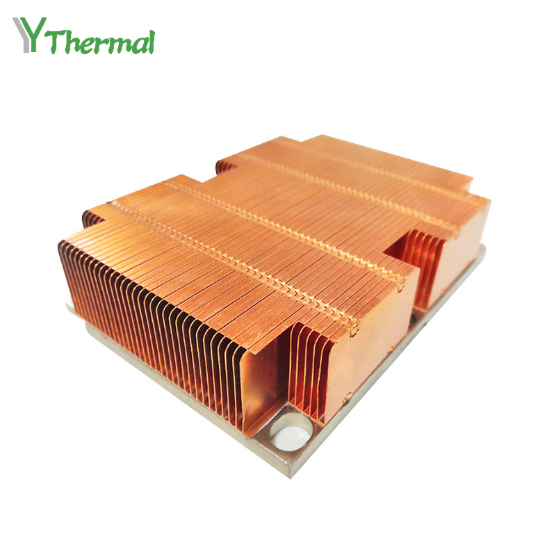 Copper Buckle Fin Heat Sink 2U Server Heat Sink With Aluminum Baseplate