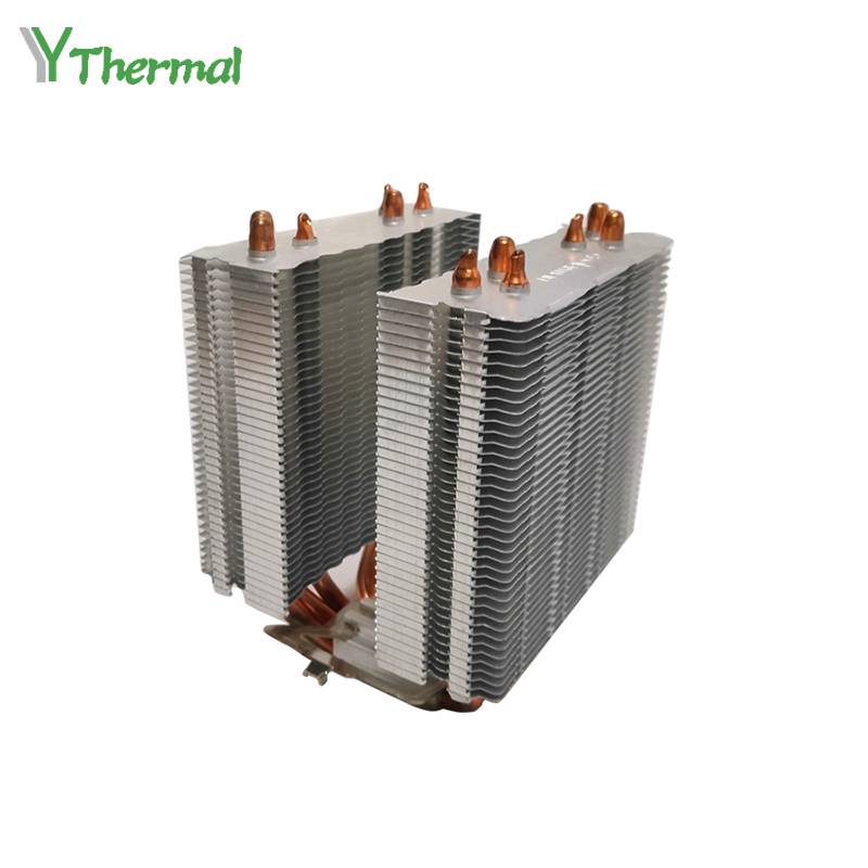 Aluminum Computer CPU Active Heatsink Zipper Fin Stacked Heat Sink With Heat Pipes