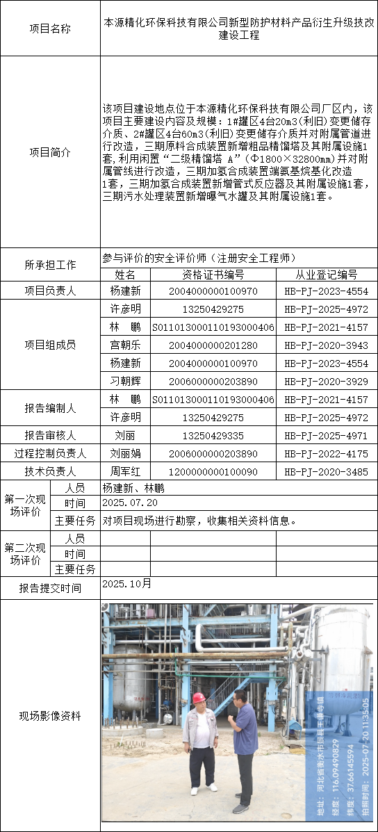 1本源精化环保科技有限公司新型防护材料产品衍生升级技改建设工程