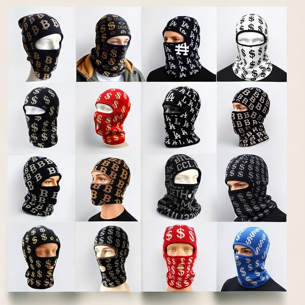Custom Logo 1 Hole Balaclava with Full Print Jacquard Design High Quality Acrylic Unisex Winter Ski Mask Hip Hop Style Low MOQ OEM