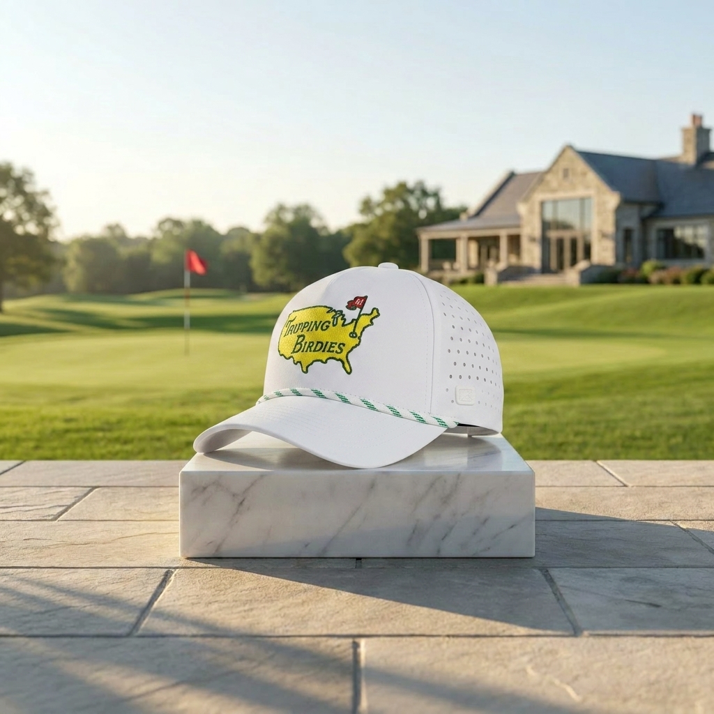 Factory ODM Waterproof Breathable Drilled Golf Rope Hats Custom Birdie Embroidery For Summer Golf Sun Protection