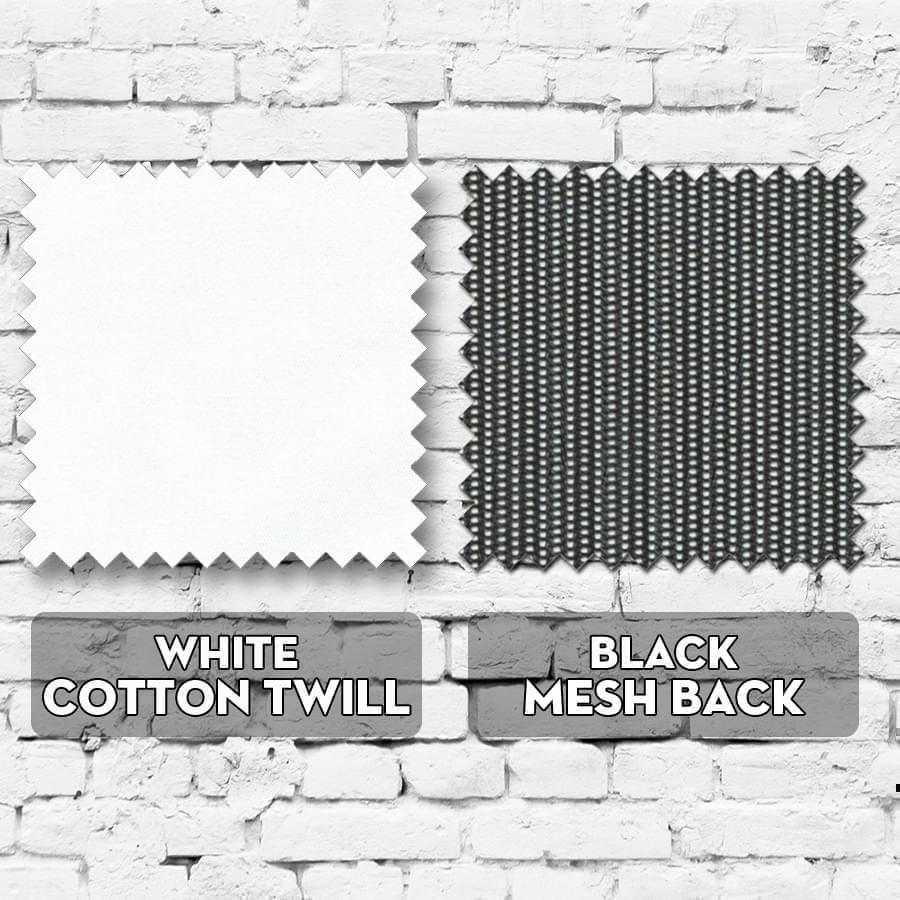 Cotton twill polyester and mesh materials for work caps