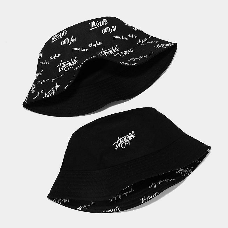 OEM ODM Custom Logo Embroidered Thug Life Fashion Bucket Hat All Over Printed Reversible Chapeau Bob Hat for Streetwear Hip Hop Daily Outdoor Use