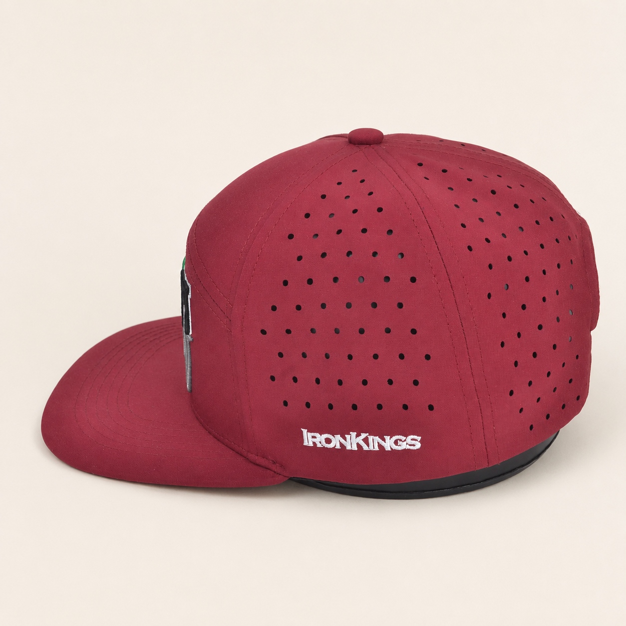 Factory Price Laser Ventilated Water Resistant Burgundy Snapback Caps with 3D Color Embroidery