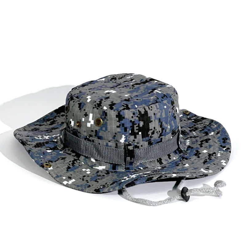 Bulk Customizable Camo Pattern Boonie Hat with Breathable Eyelets for Outdoor Sun Protection and Daily Tactical Wear