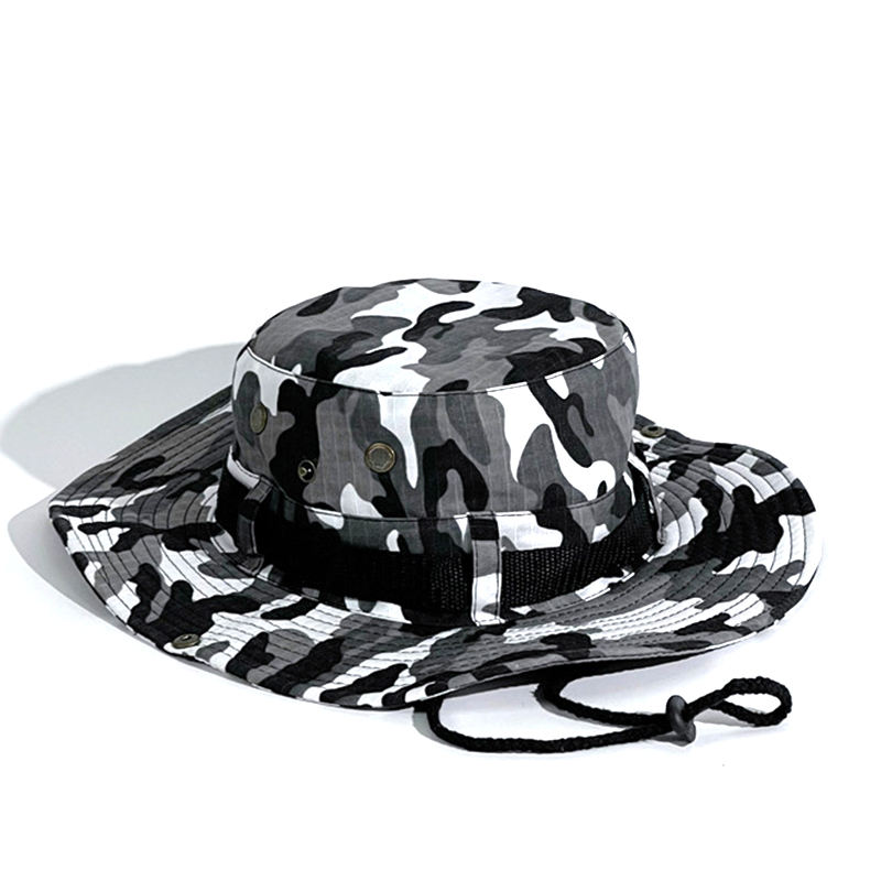 Bulk Customizable Camo Pattern Boonie Hat with Breathable Eyelets for Outdoor Sun Protection and Daily Tactical Wear