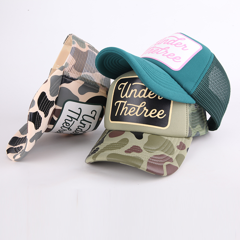 Factory Wholesale Custom High Quality 5 Panel Personalized Hat Digital Print Camo Trucker Cap