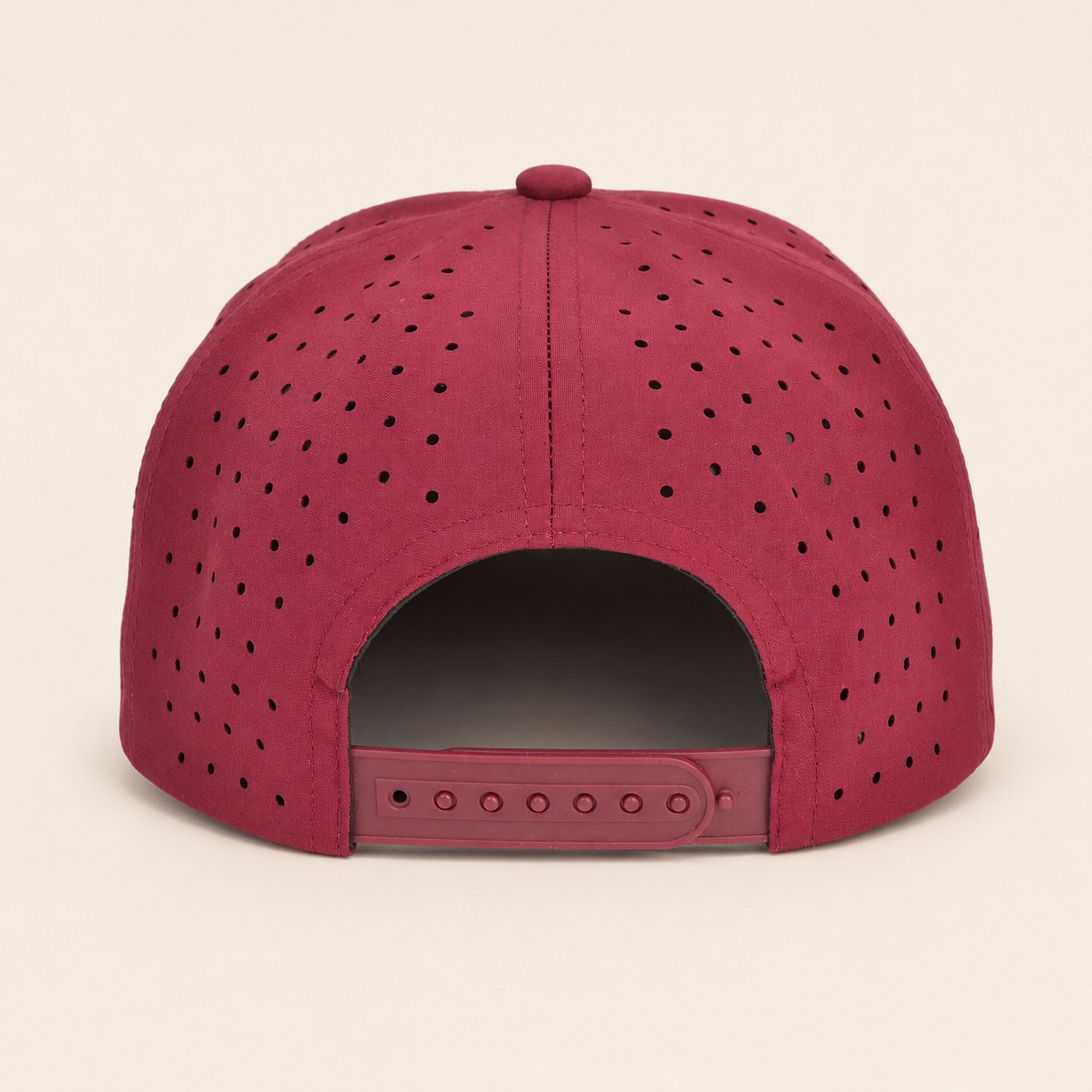Factory Price Laser Ventilated Water Resistant Burgundy Snapback Caps with 3D Color Embroidery