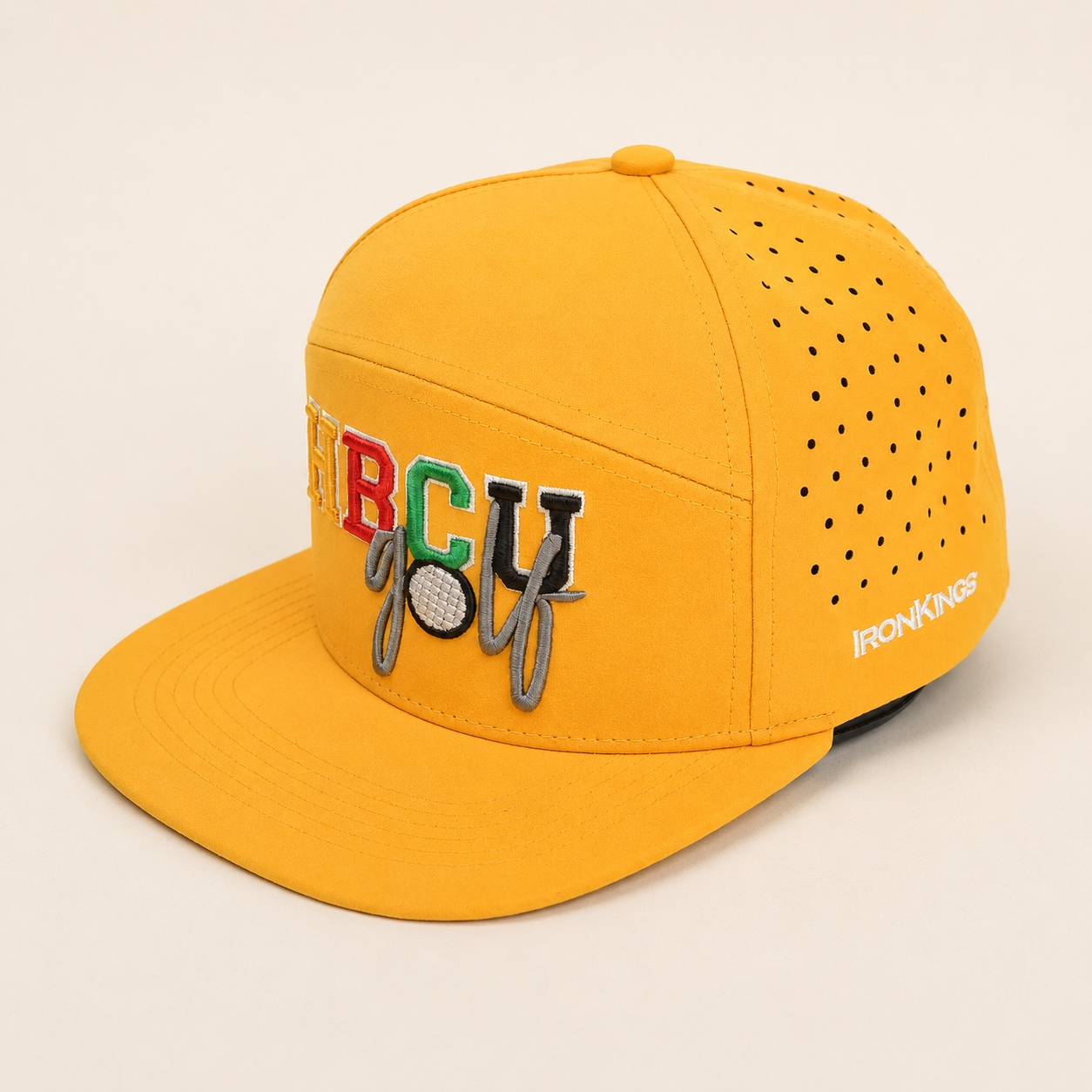 ODM Bulk Laser Ventilated Performance Fabric Flat Snapback Caps Custom Logo for HBCU Golf Teams