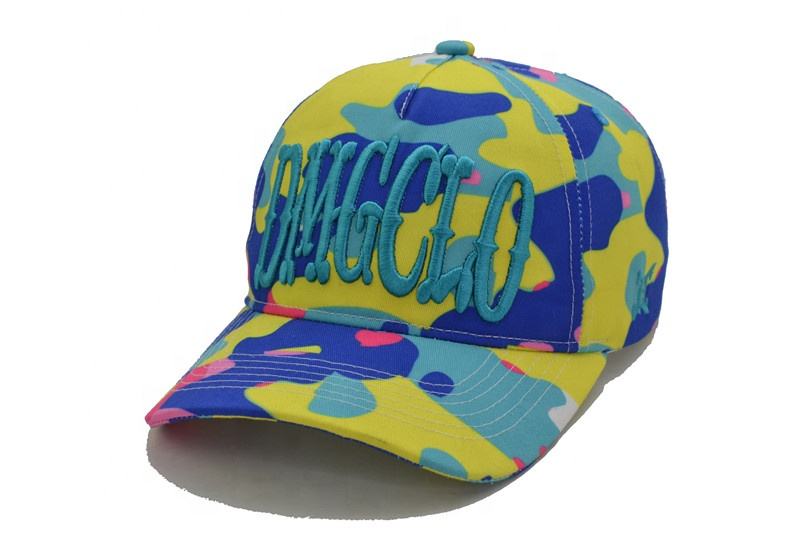 Factory Direct Supplier vibrant multicolor camo thick 3D embroidery baseball caps universal men women baseball hats for hip hop streetwear casual sports matchin