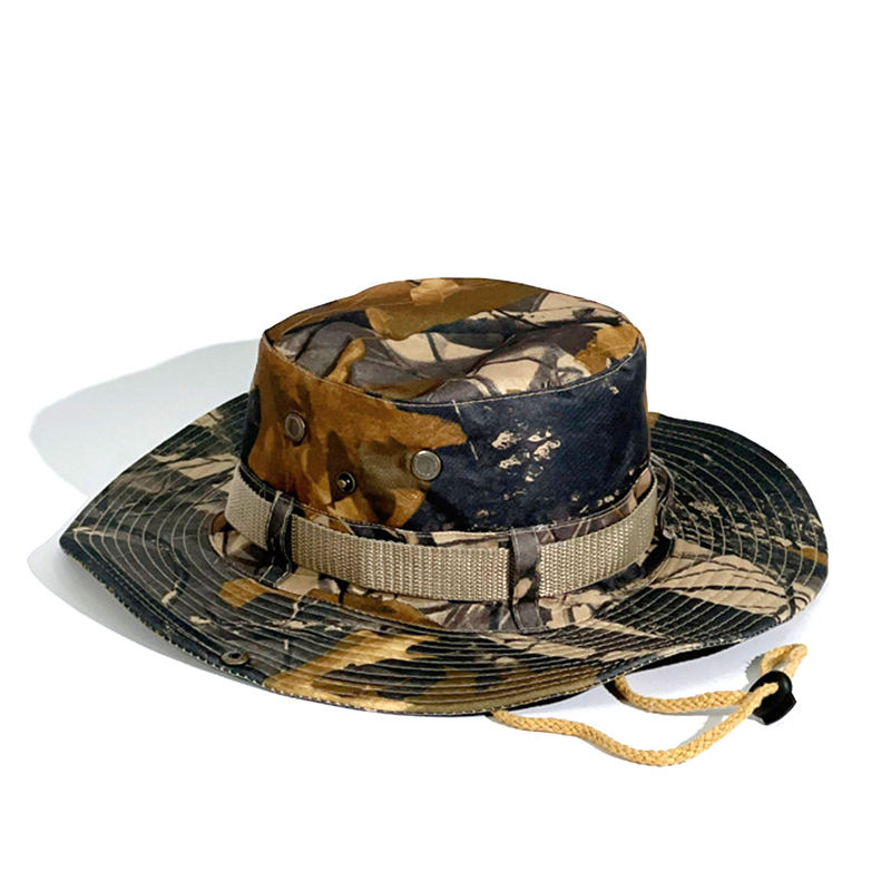 Bulk Customizable Camo Pattern Boonie Hat with Breathable Eyelets for Outdoor Sun Protection and Daily Tactical Wear