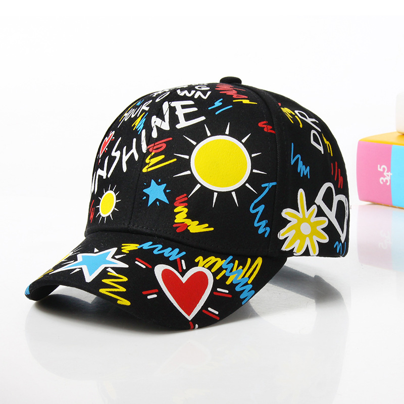 Factory ODM Colorful Graffiti Print Cotton Dad Hats Unisex for Street Travel Sun Protection